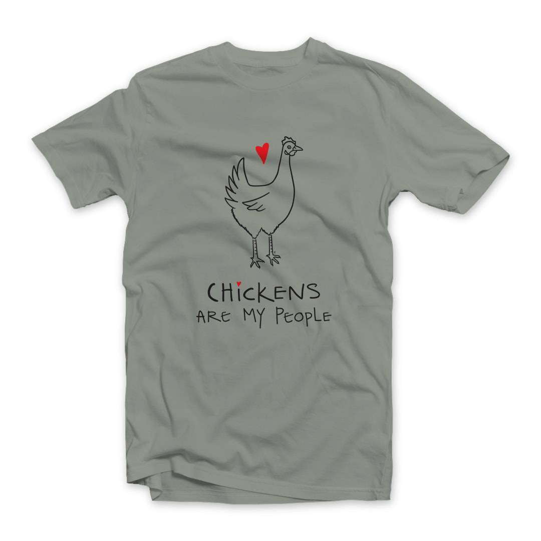 Chicken Are My People Tee Design on Grey Short Sleeve tee