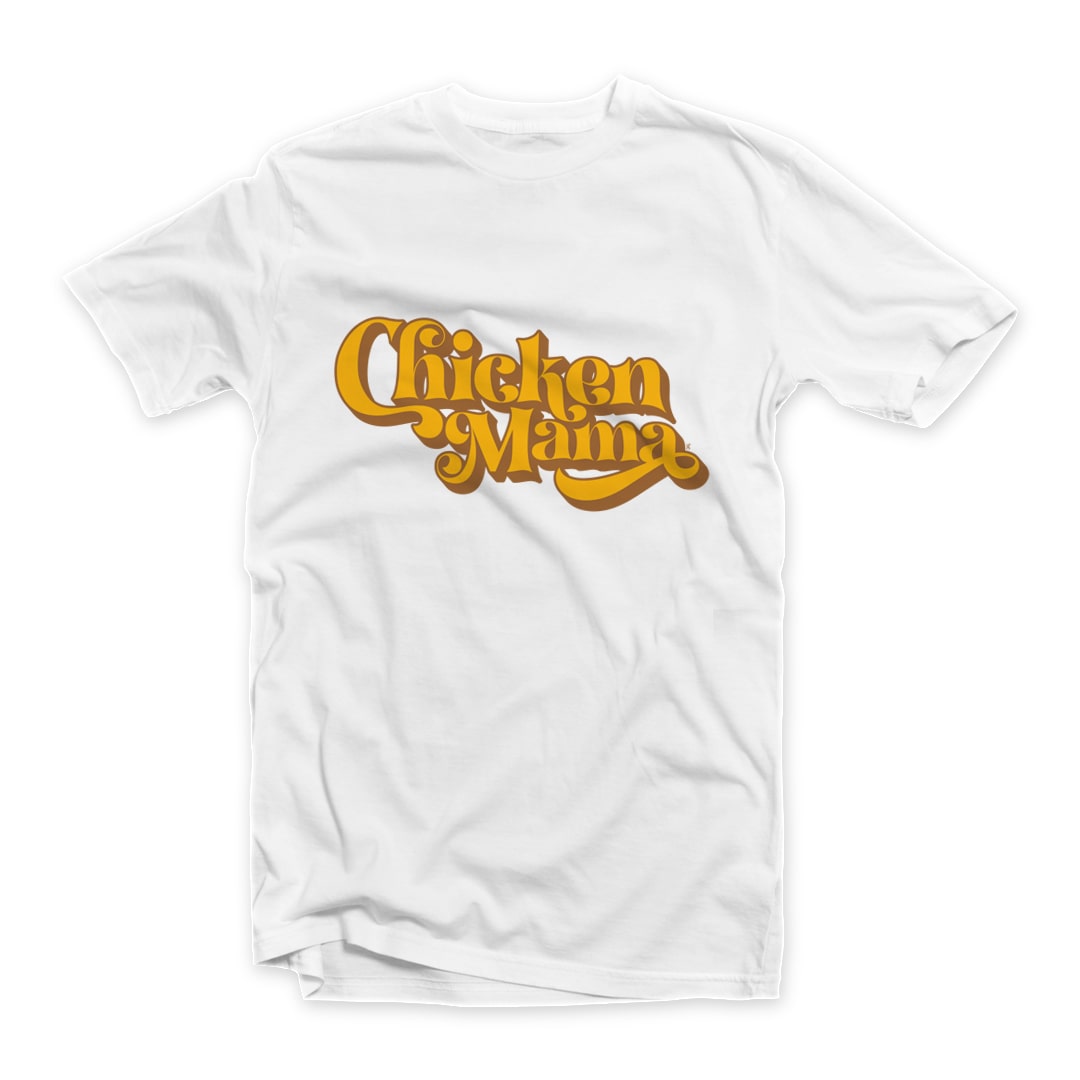 Retro Chicken Mama T-shirt Design on White Short Sleeve T-shirt