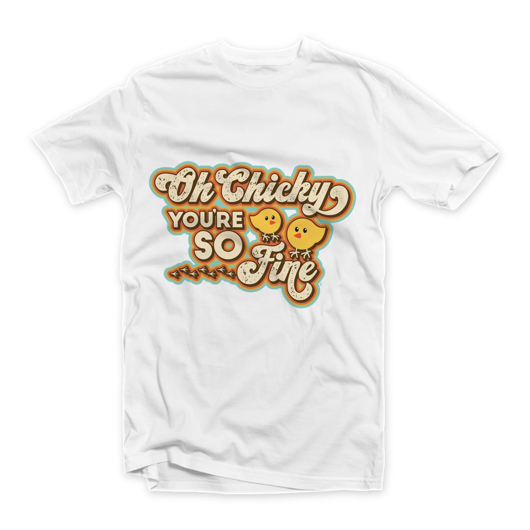 Oh Chicky Youre So Fine Retro 70s 80s Tee Design on Short Sleeve tee